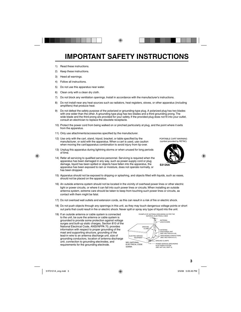 Important safety instructions | RCA L32HD32D User Manual | Page 3 / 44