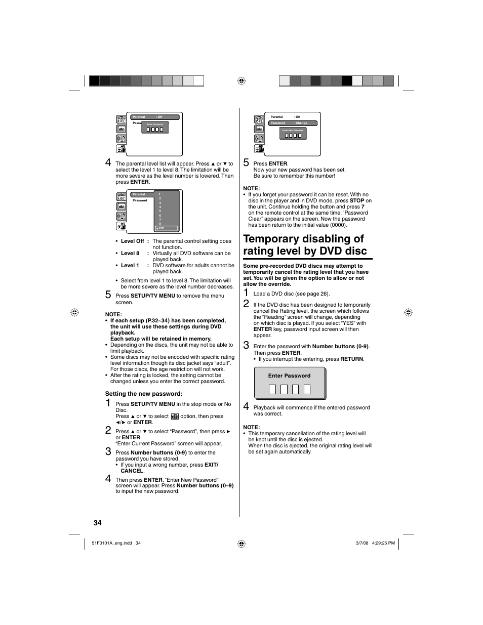 Temporary disabling of rating level by dvd disc | RCA L32HD32D User Manual | Page 34 / 44