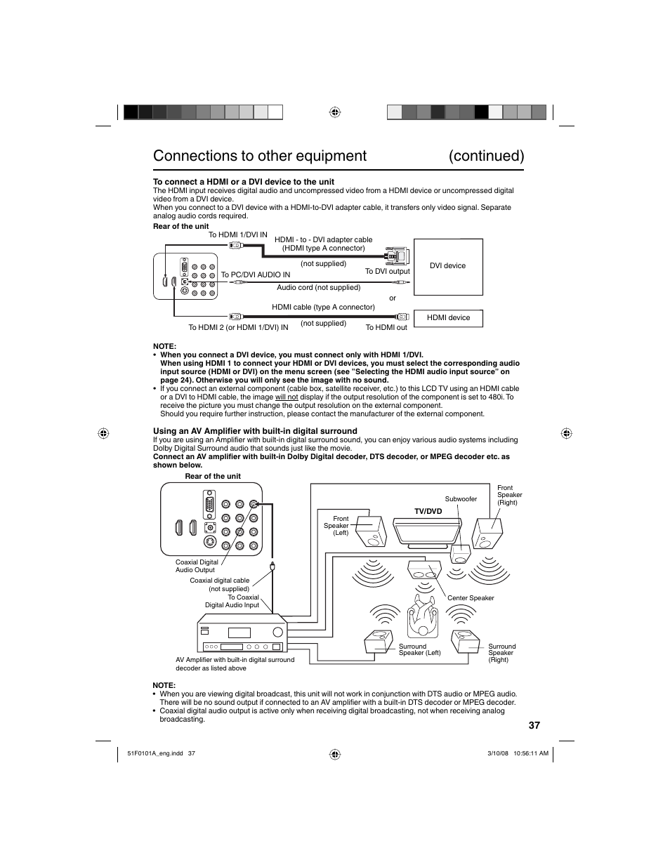 Connections to other equipment (continued) | RCA L32HD32D User Manual | Page 37 / 44