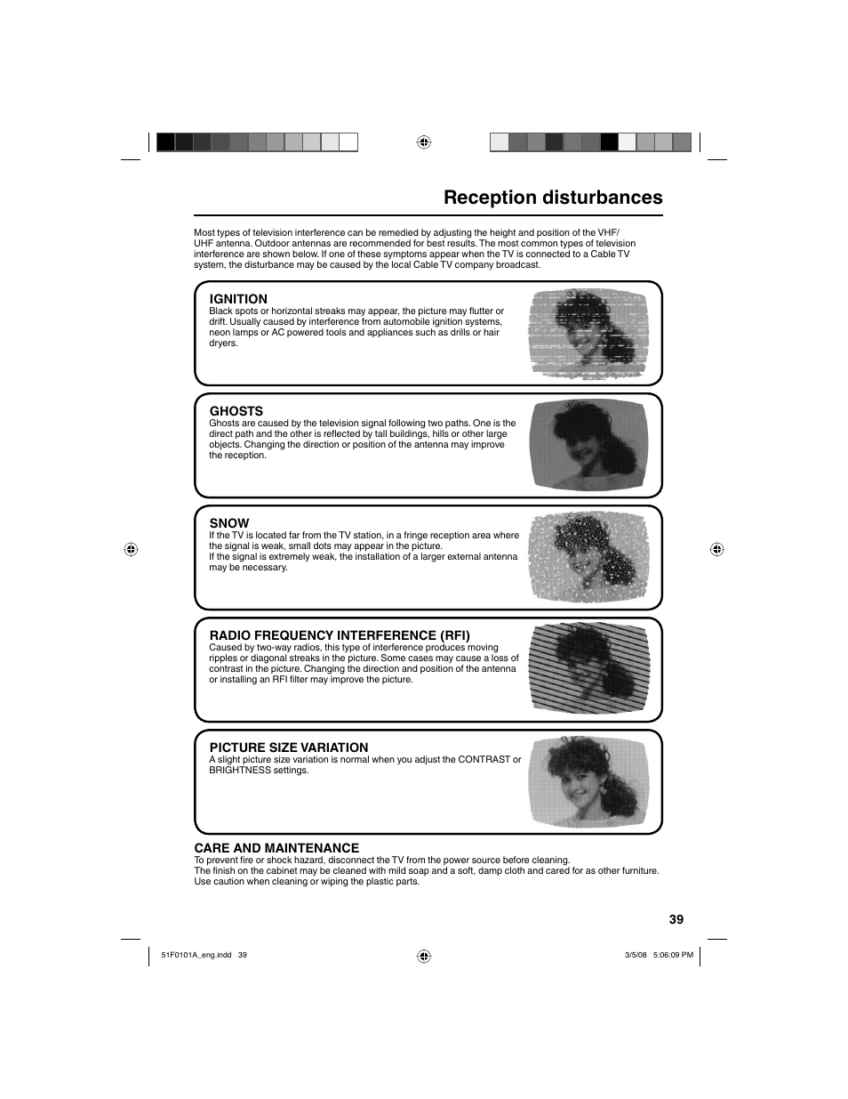 Reception disturbances | RCA L32HD32D User Manual | Page 39 / 44