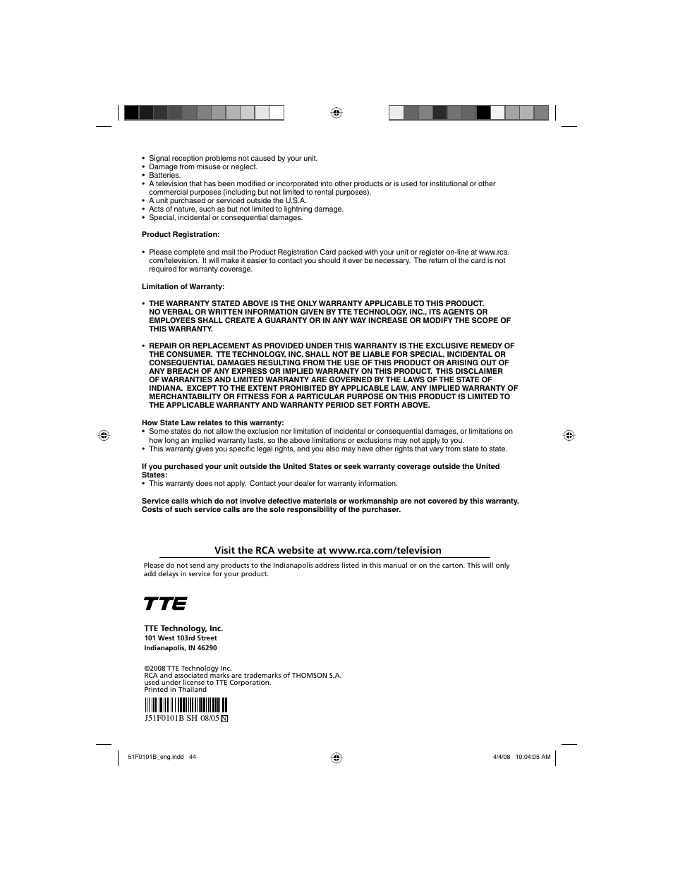 RCA L32HD32D User Manual | Page 44 / 44