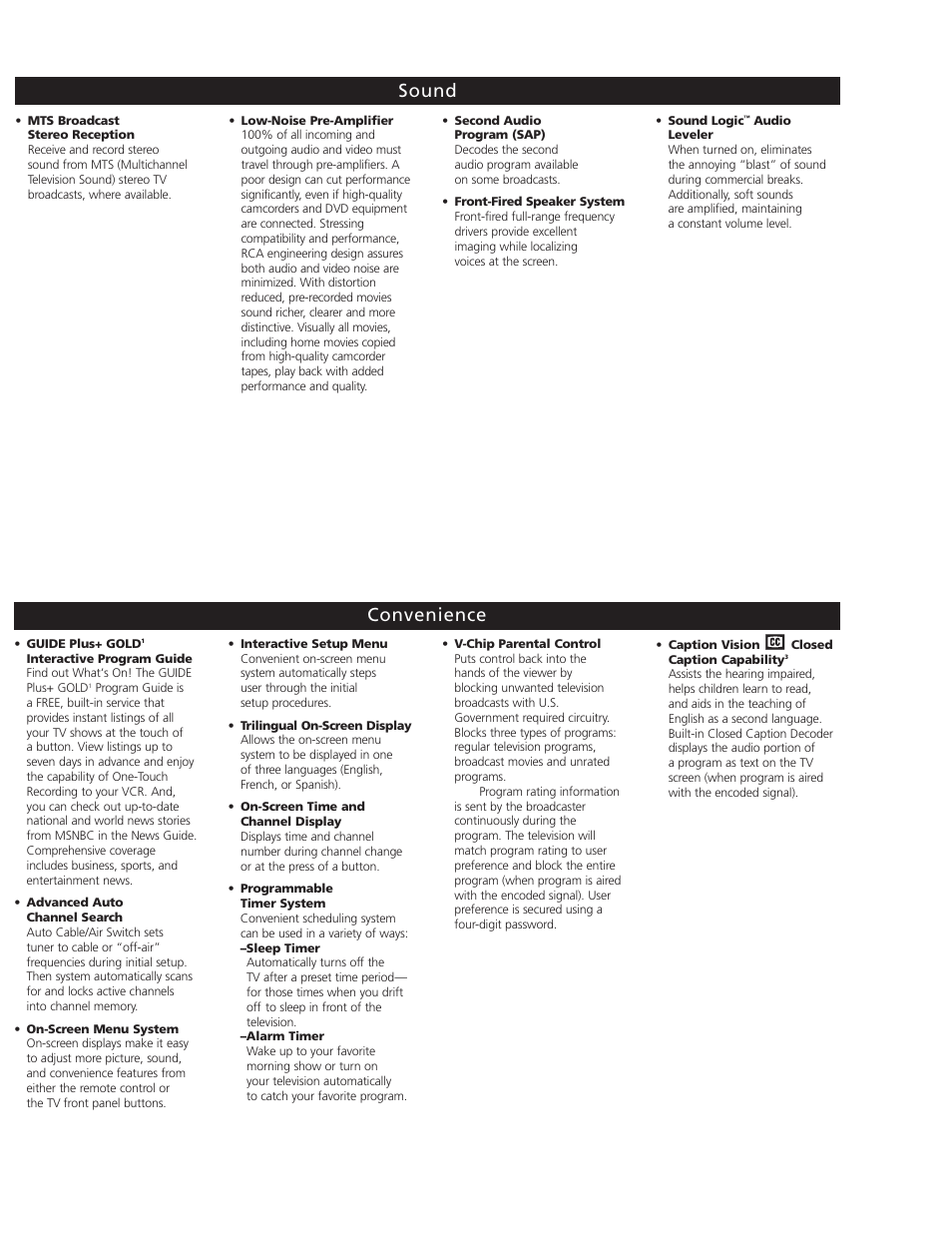 Convenience sound | RCA TruFlat F20TF10 User Manual | Page 3 / 4