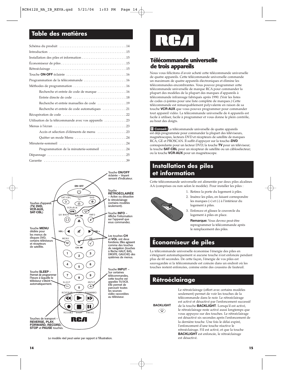 RCA RCR412S User Manual | Page 8 / 21