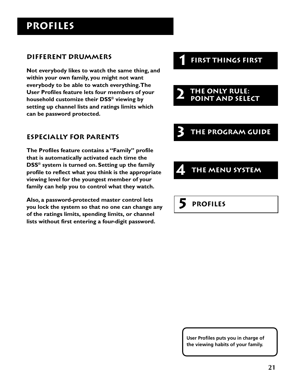 Profiles | RCA DRD403RA User Manual | Page 23 / 72