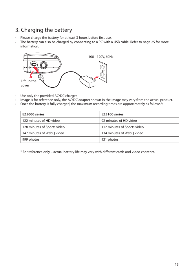 Charging the battery | RCA EZ5000 User Manual | Page 14 / 37