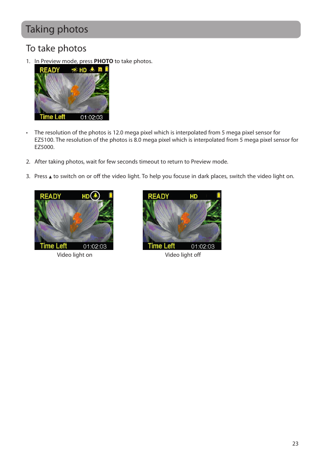 Taking photos, To take photos | RCA EZ5000 User Manual | Page 24 / 37