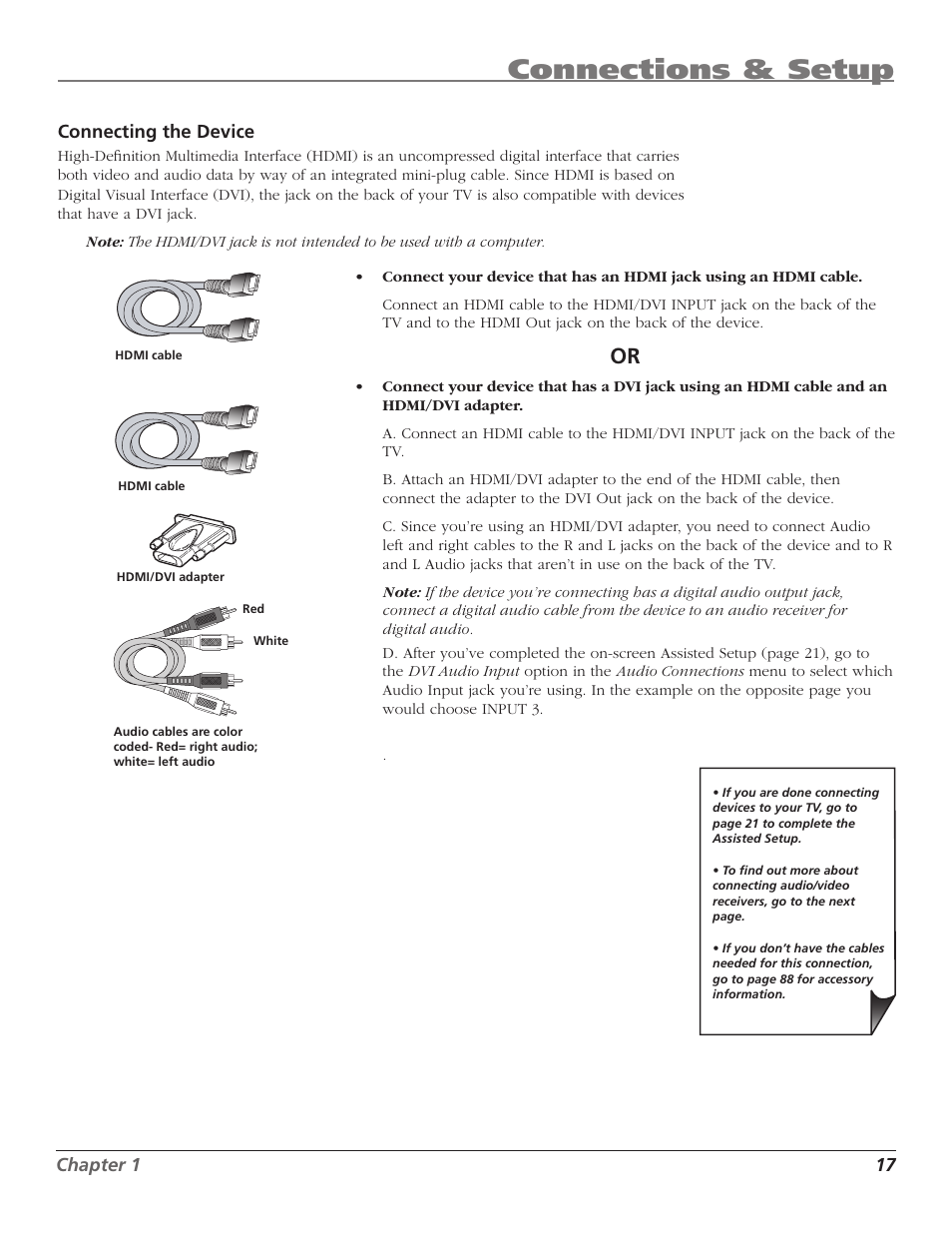 Connections & setup | RCA HD50LPW167 User Manual | Page 19 / 96