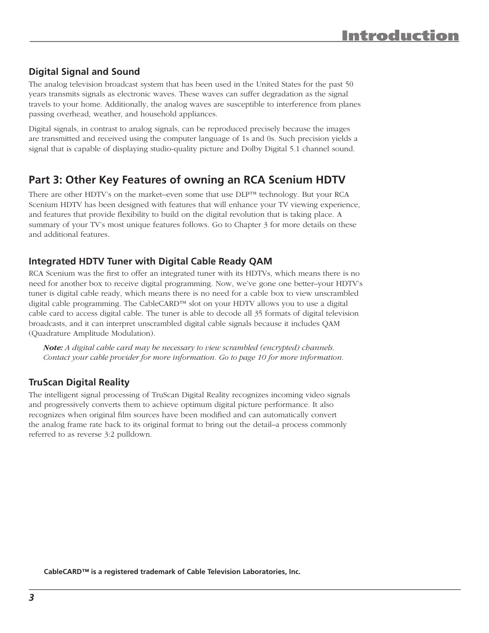 Introduction | RCA HD50LPW167 User Manual | Page 5 / 96