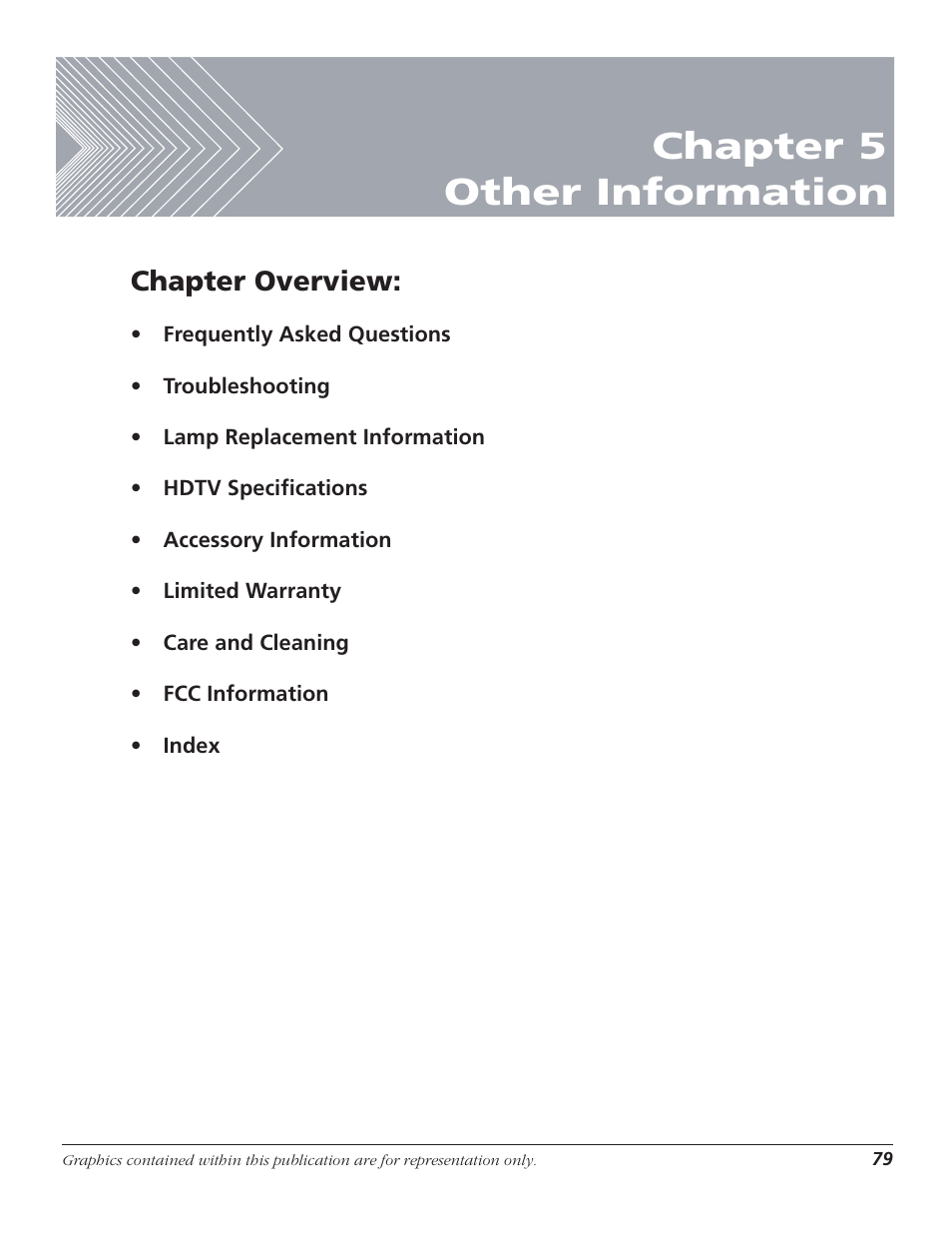 Chapter 5 other information, Chapter overview | RCA HD50LPW167 User Manual | Page 81 / 96