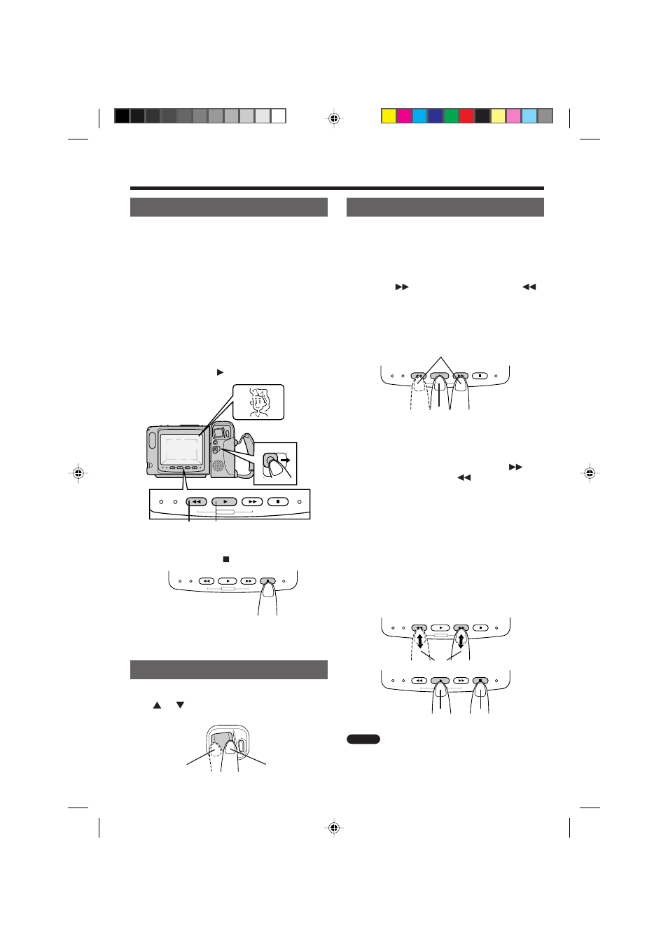 Playback, Volume control, Video search | Basic operations playback, Hold down the power switch and slide it to vcr, Press the play ( w ) button | RCA ProV714 User Manual | Page 20 / 40