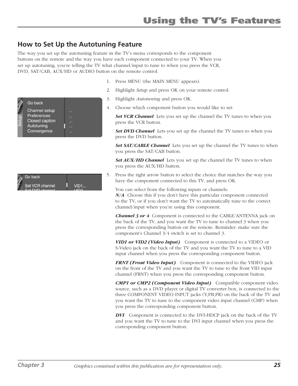 Using the tv’s features, How to set up the autotuning feature | RCA 1622254A User Manual | Page 27 / 48