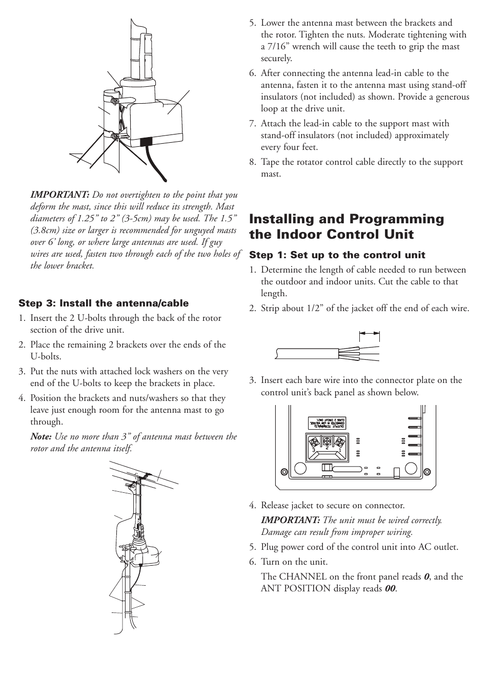 Installing and programming the indoor control unit | RCA VH126N User Manual | Page 2 / 5