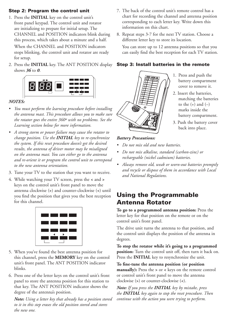 Using the programmable antenna rotator | RCA VH126N User Manual | Page 3 / 5