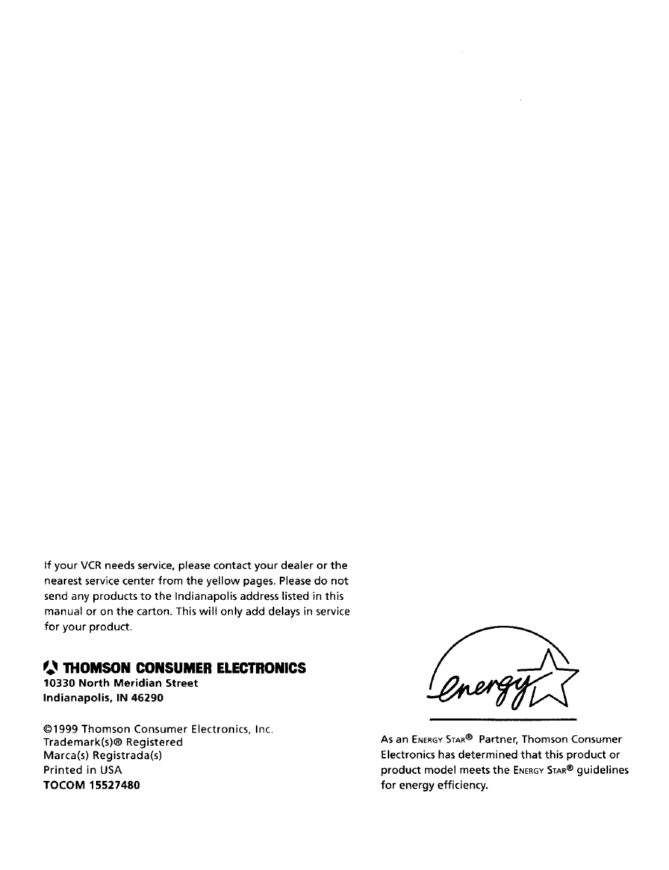 Thomson consumer electronics | RCA VR634HF User Manual | Page 80 / 80