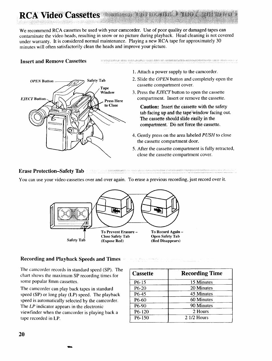 Rca video cassettes | RCA P46729 User Manual | Page 22 / 44