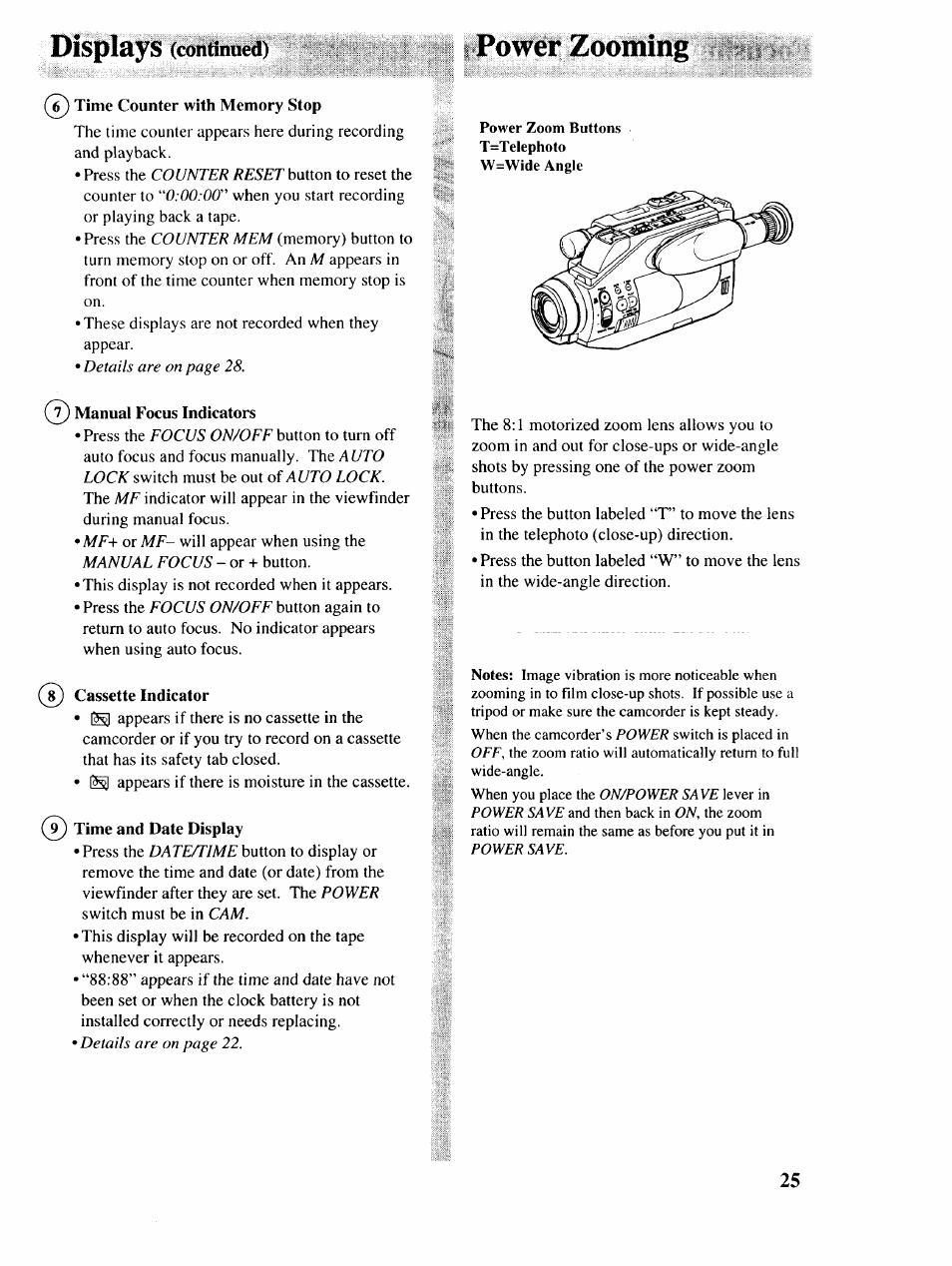 Displays (continued), Power zooming | RCA P46729 User Manual | Page 27 / 44
