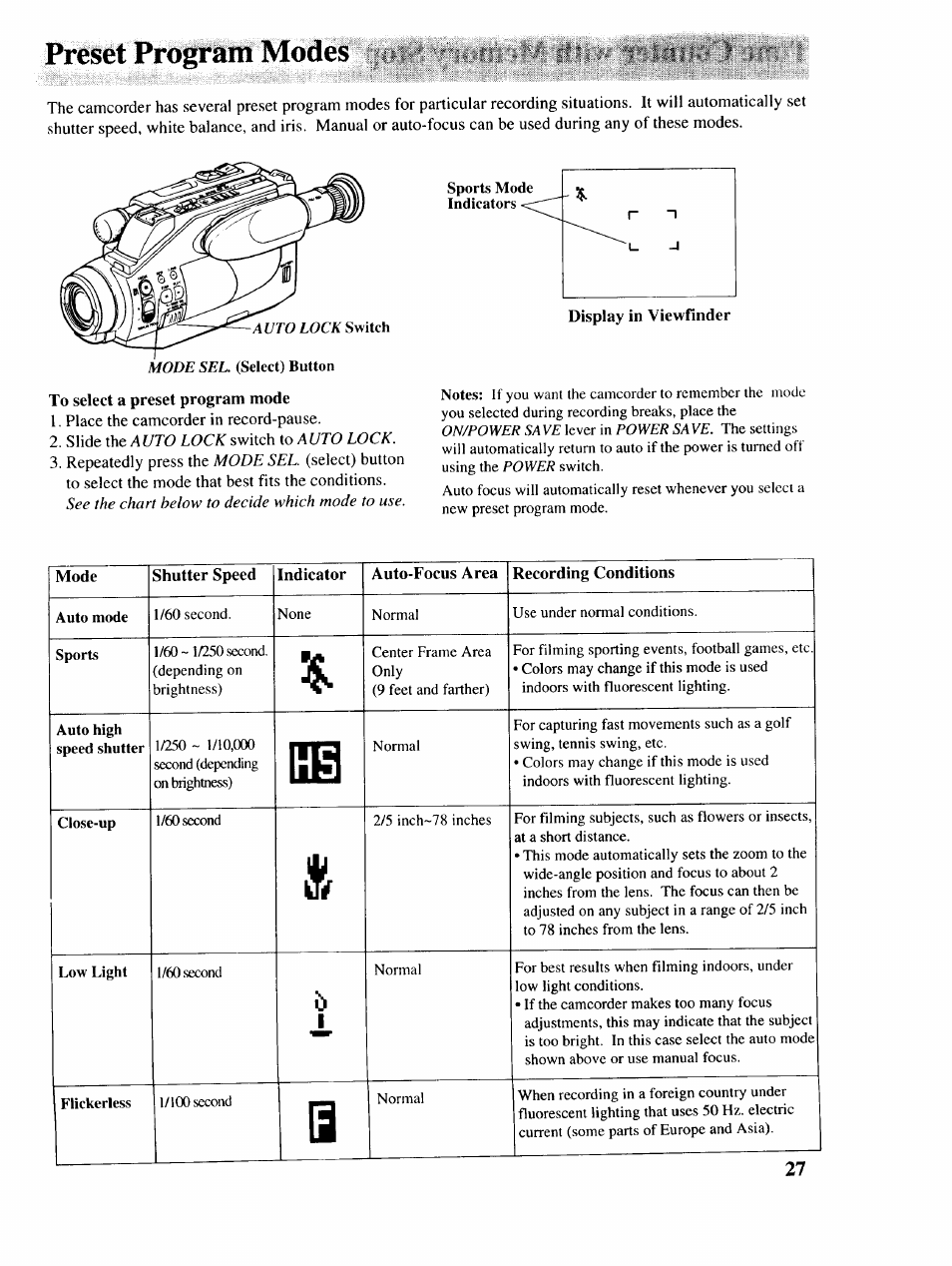 Preset program modes | RCA P46729 User Manual | Page 29 / 44