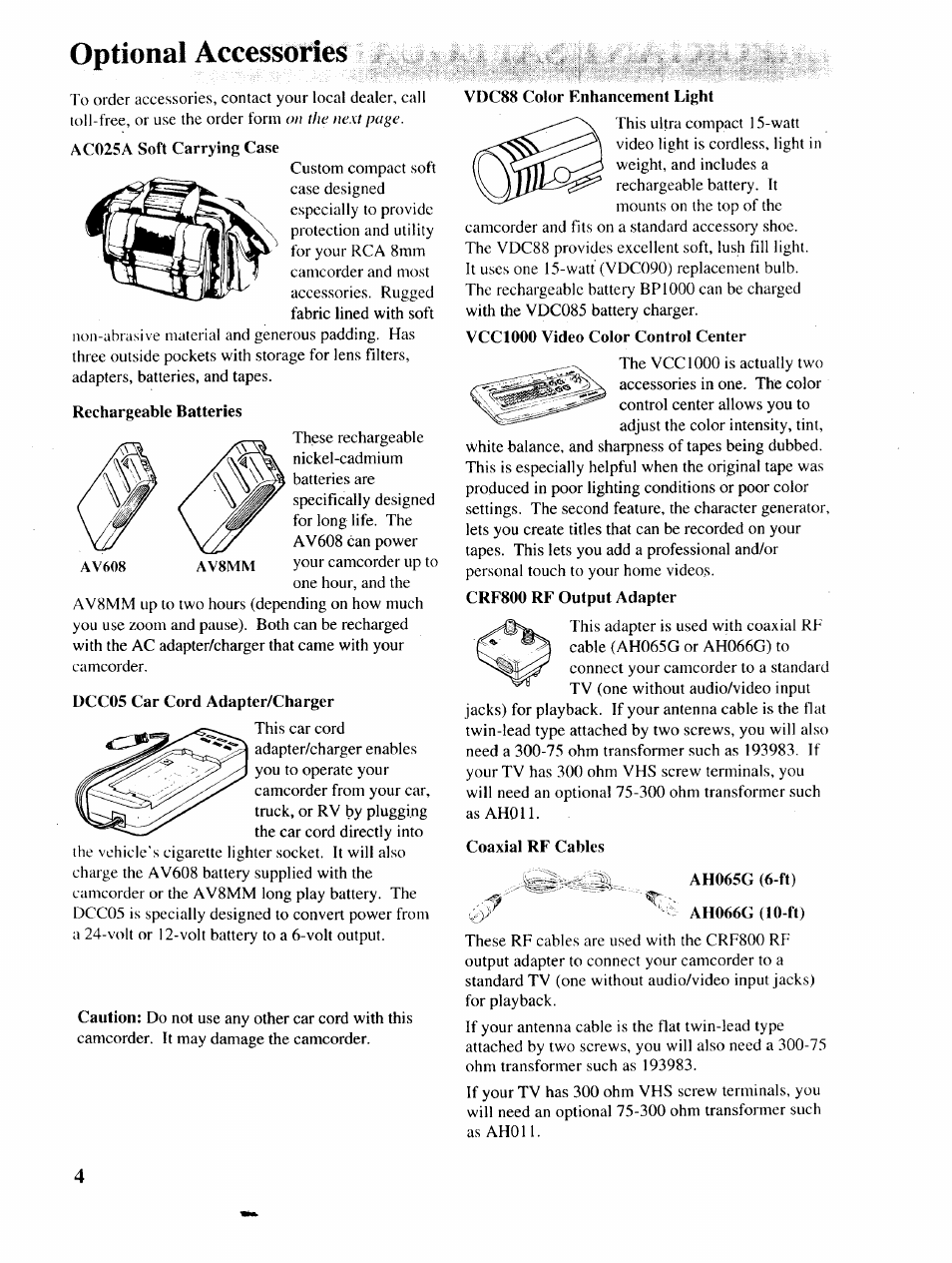 Optional accessories | RCA P46729 User Manual | Page 6 / 44