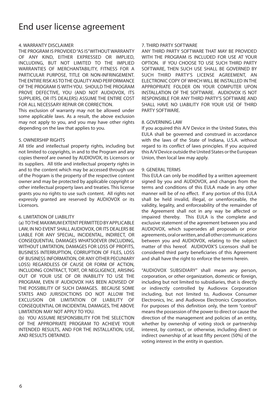 End user license agreement | RCA EZC209HD User Manual | Page 6 / 20