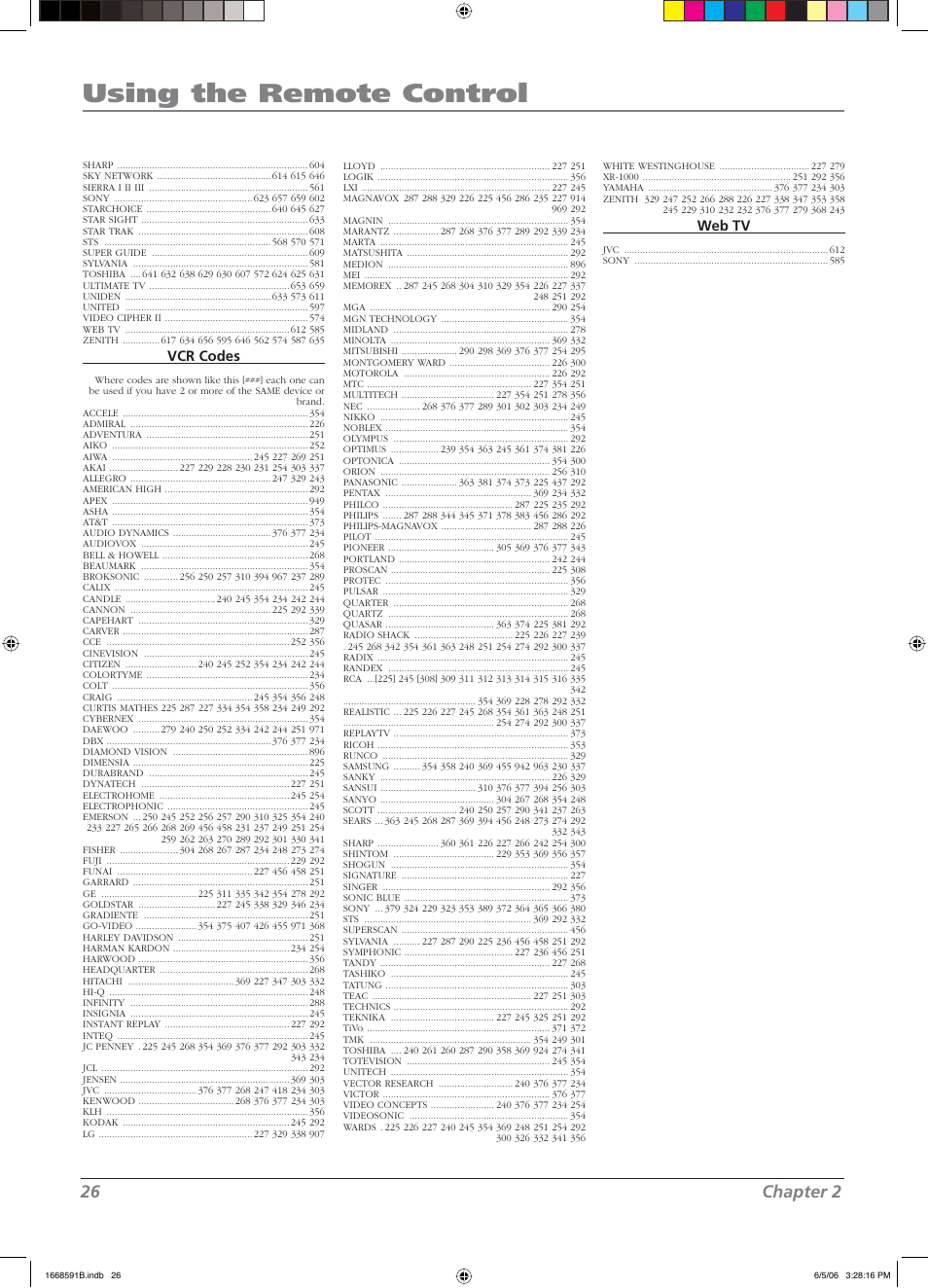 Using the remote control, 26 chapter 2 | RCA L37WD14 User Manual | Page 26 / 56