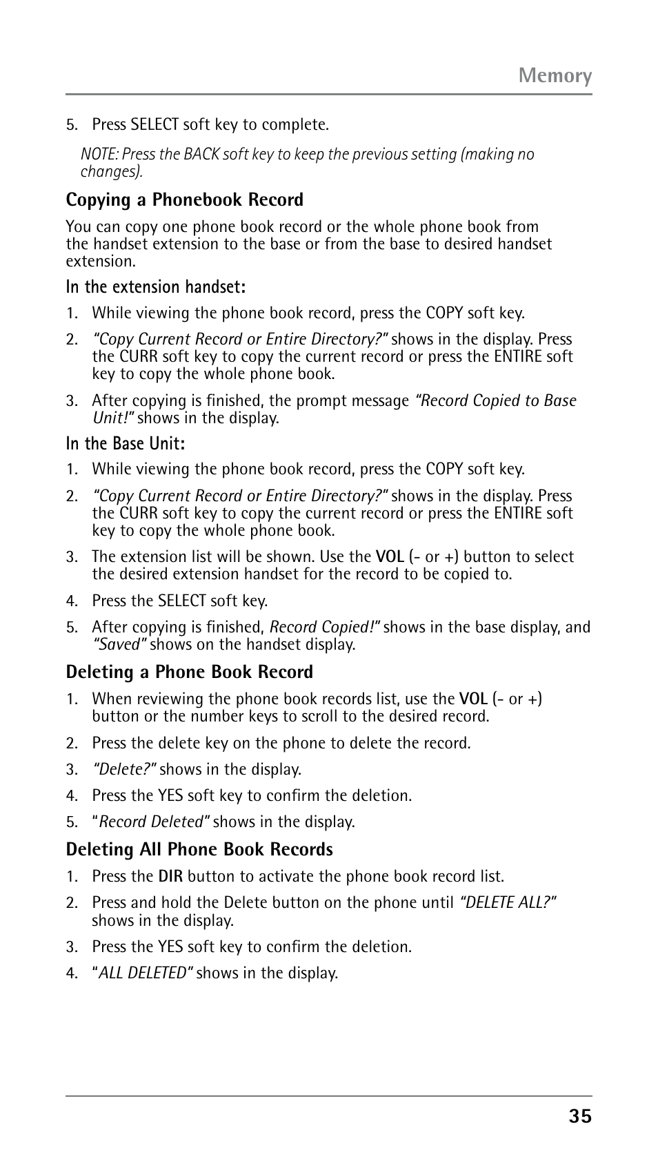 RCA DECT 00023265 User Manual | Page 35 / 100