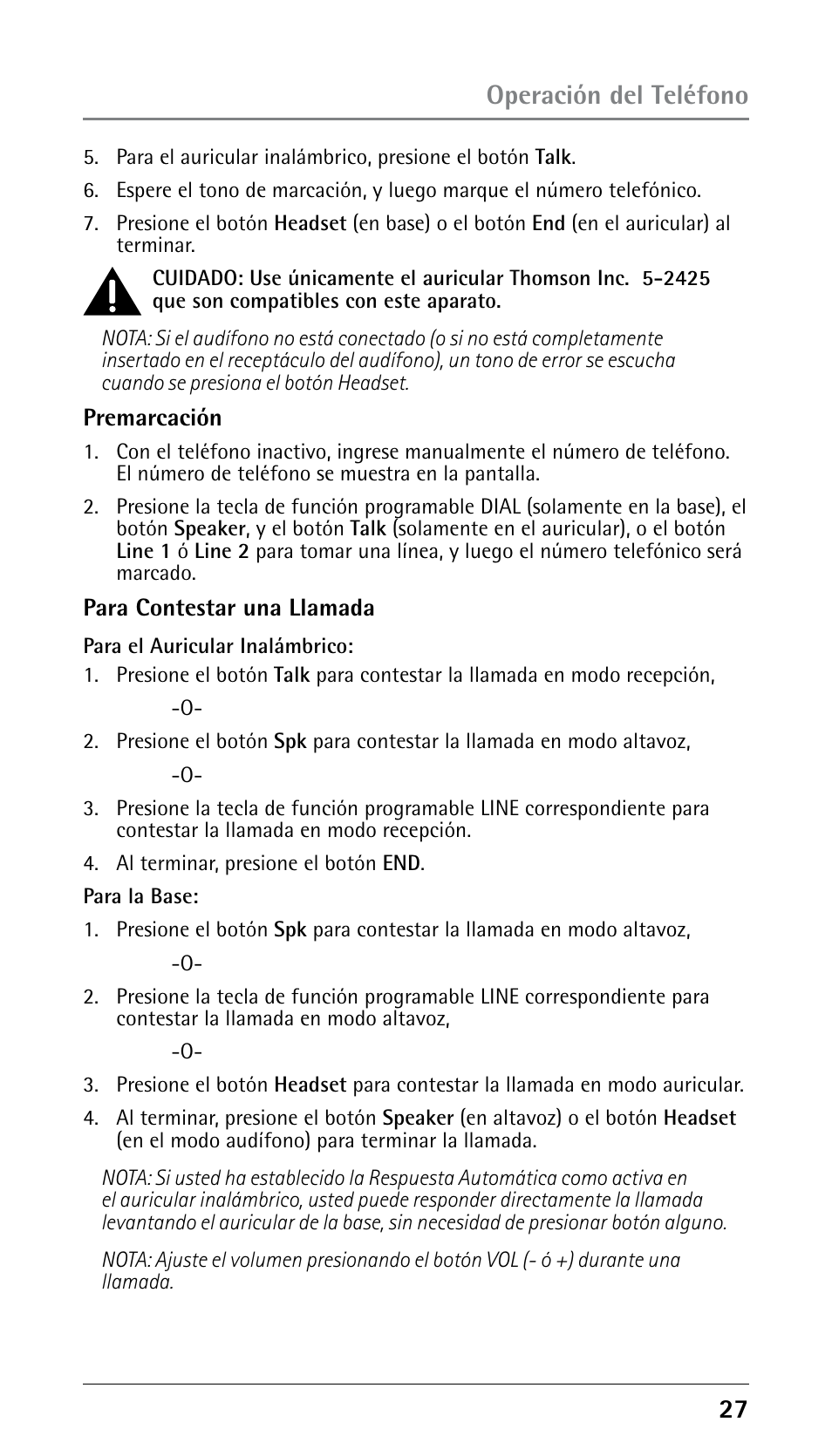 Operación del teléfono | RCA DECT 00023265 User Manual | Page 77 / 100