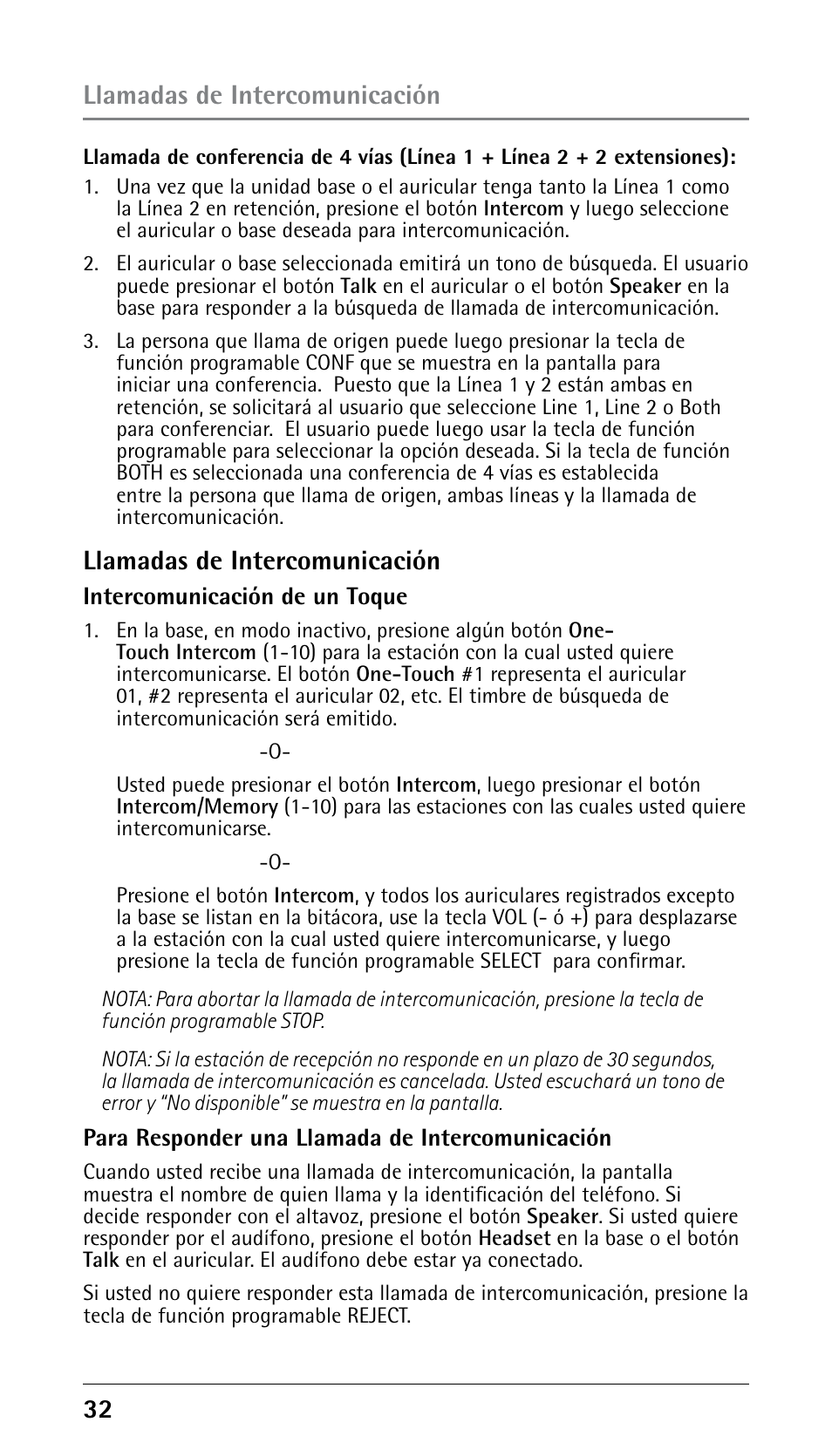 Llamadas de intercomunicación | RCA DECT 00023265 User Manual | Page 82 / 100