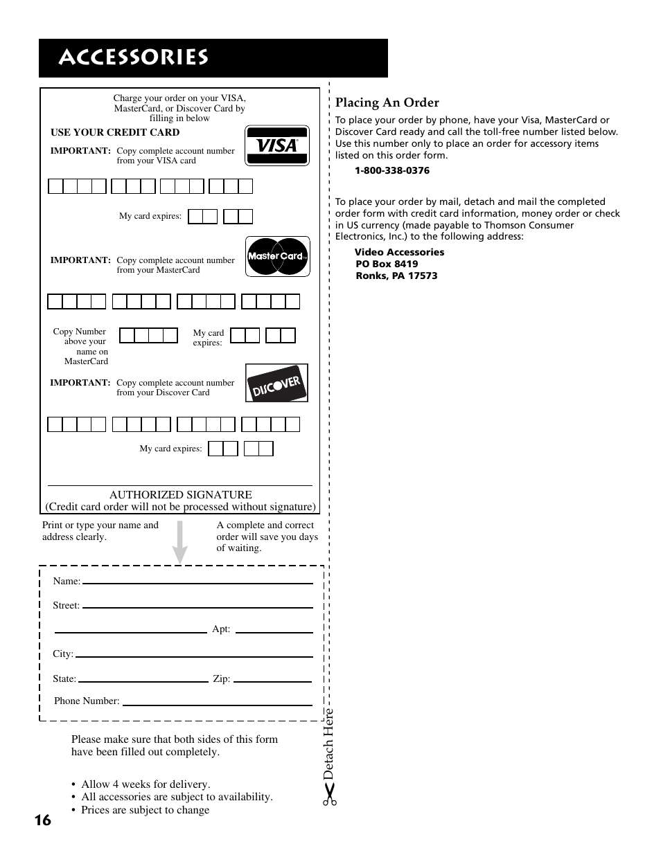 Accessories | RCA E13341 User Manual | Page 18 / 20