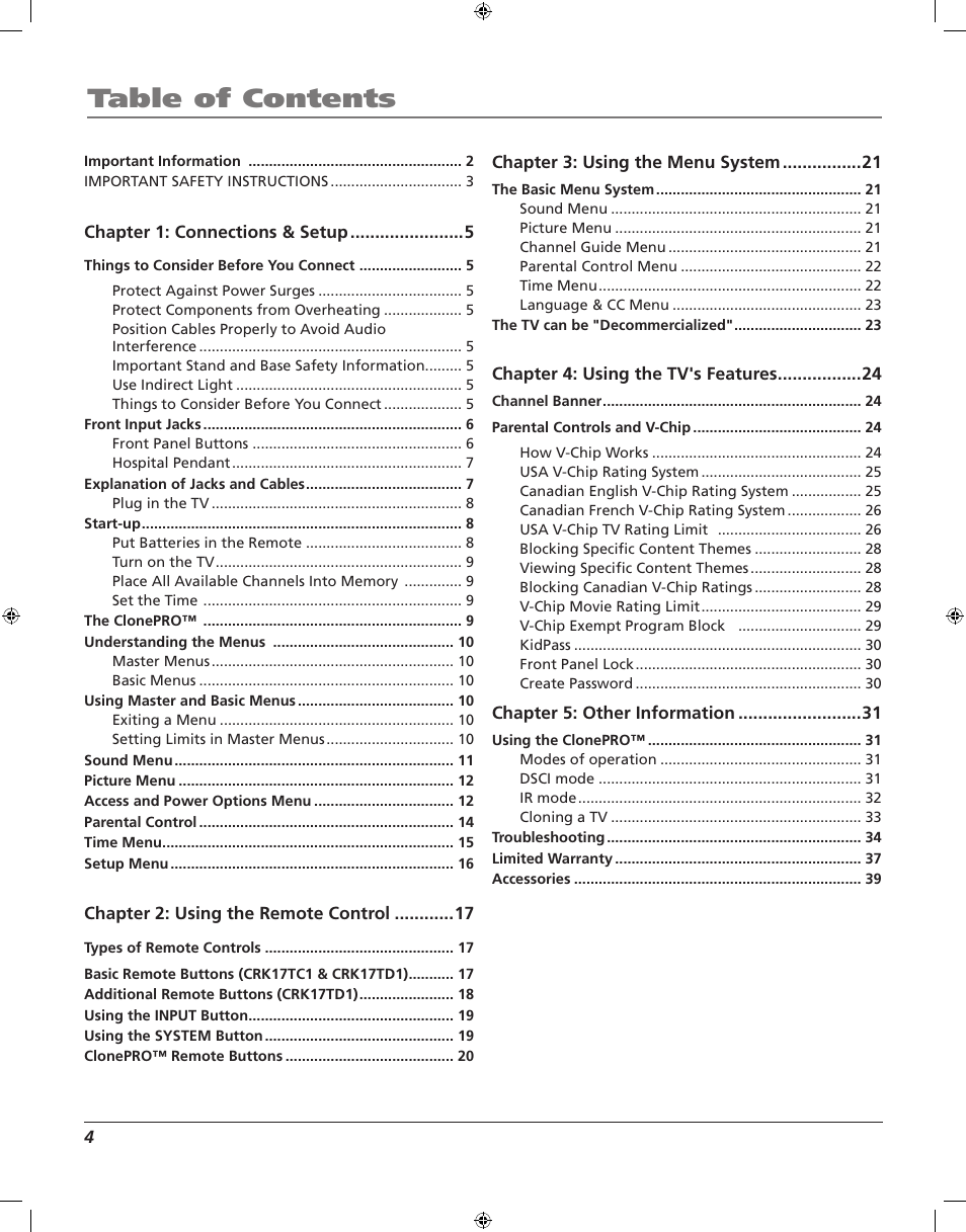 RCA J20F742 User Manual | Page 4 / 40