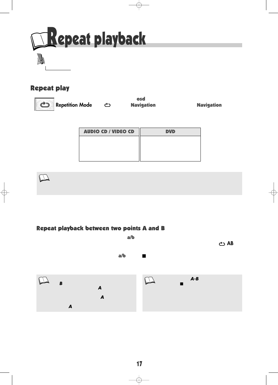 Epeat playback, Repeat play | RCA DRC600N User Manual | Page 19 / 30