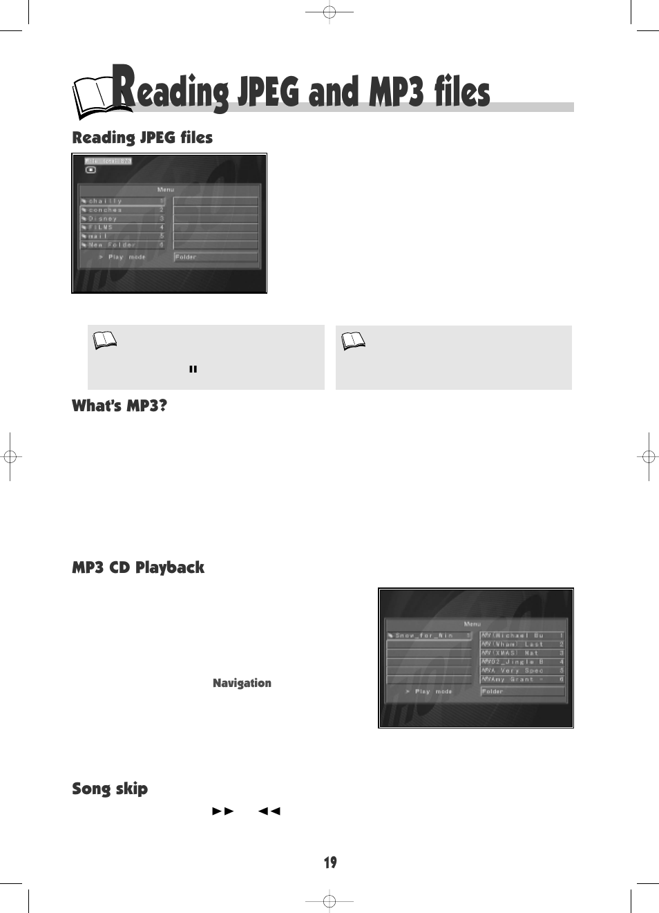 Eading jpeg and mp3 files | RCA DRC600N User Manual | Page 21 / 30