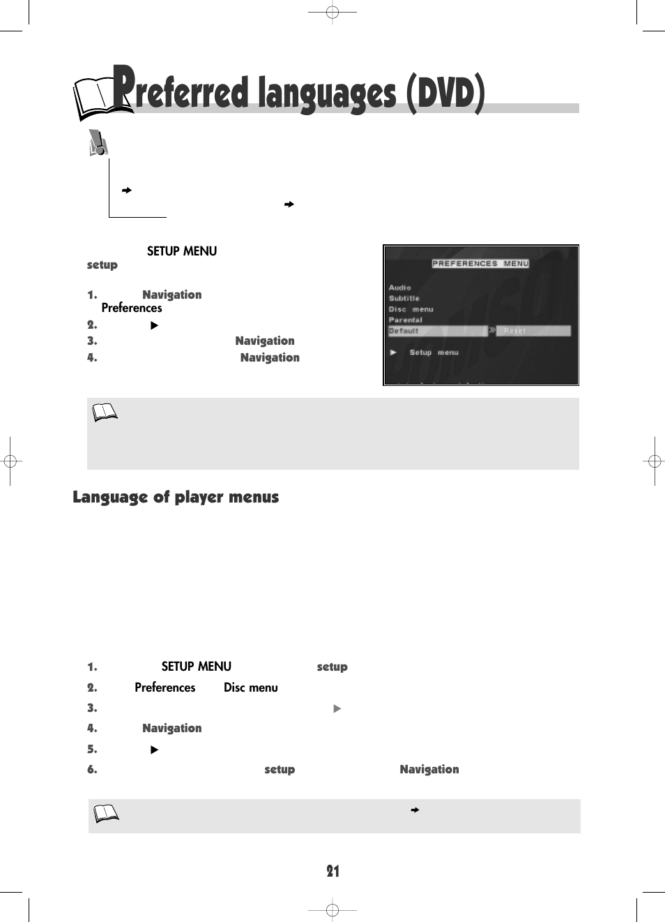 Referred languages (dvd), Language of player menus | RCA DRC600N User Manual | Page 23 / 30