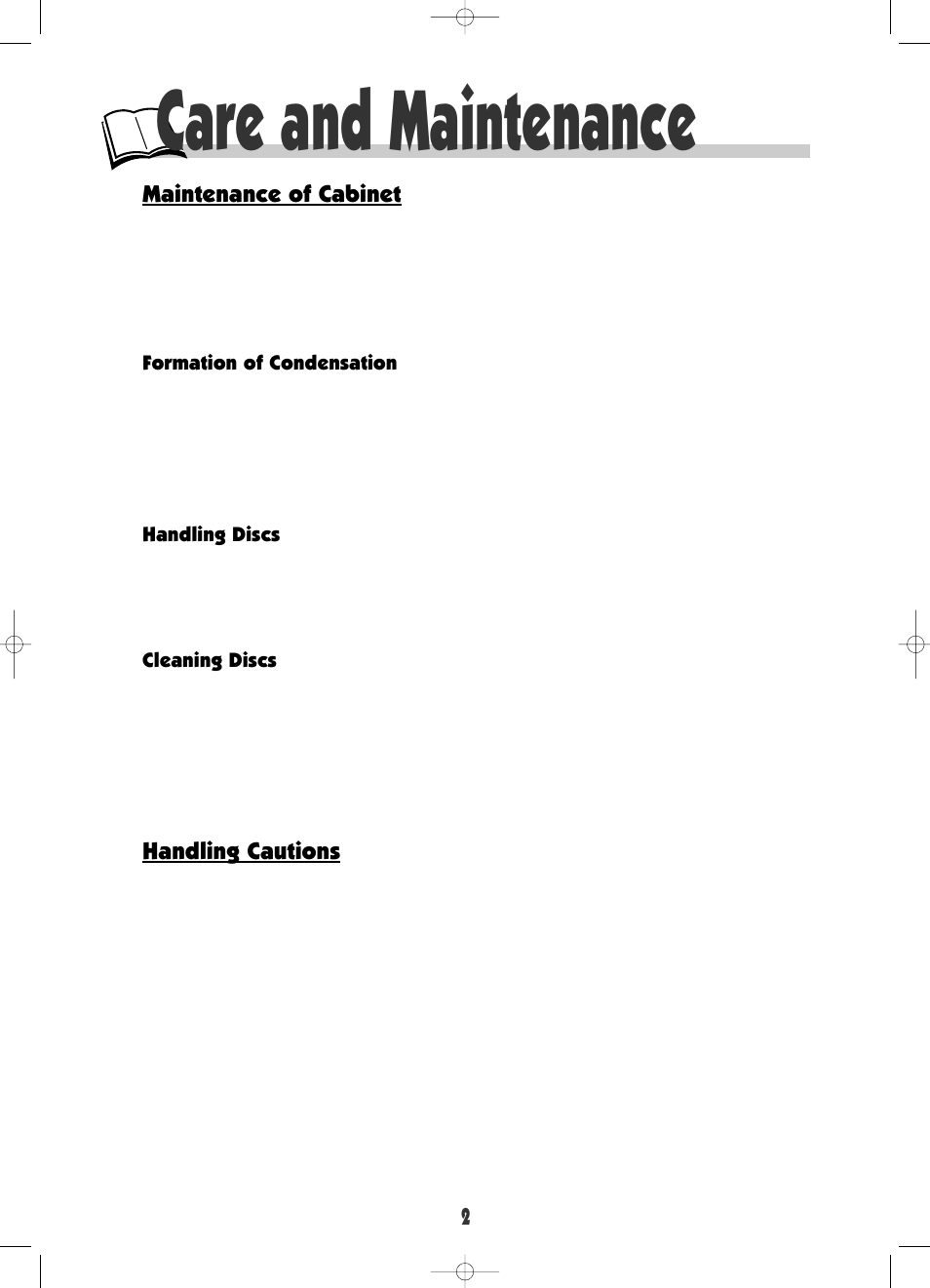 Care and maintenance, Maintenance of cabinet, Handling cautions | RCA DRC600N User Manual | Page 4 / 30