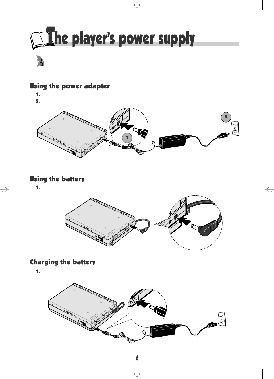 He player’s power supply | RCA DRC600N User Manual | Page 8 / 30