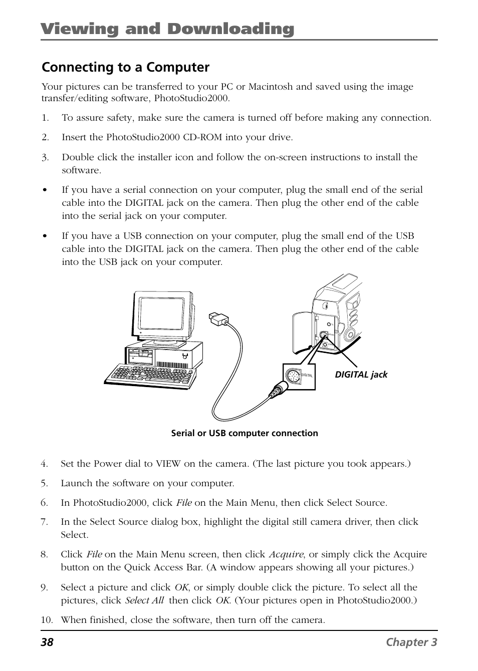 Viewing and downloading, Connecting to a computer | RCA CDS6300 User Manual | Page 40 / 60