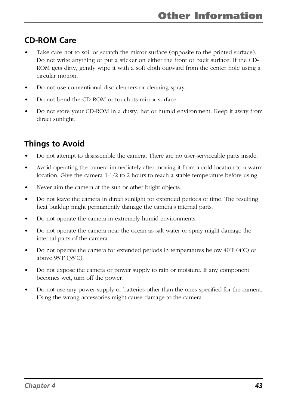 Other information, Cd-rom care, Things to avoid | RCA CDS6300 User Manual | Page 45 / 60