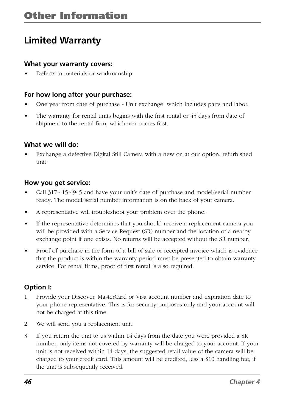 Other information, Limited warranty | RCA CDS6300 User Manual | Page 48 / 60