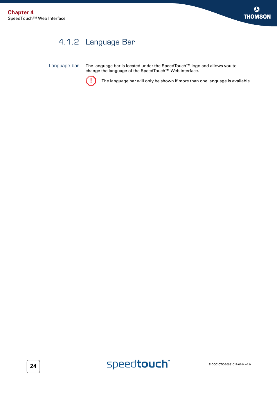 2 language bar, Language bar | RCA SpeedTouch 546 User Manual | Page 32 / 92