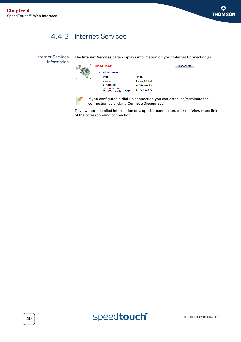 3 internet services, Internet services information, Internet services | RCA SpeedTouch 546 User Manual | Page 48 / 92