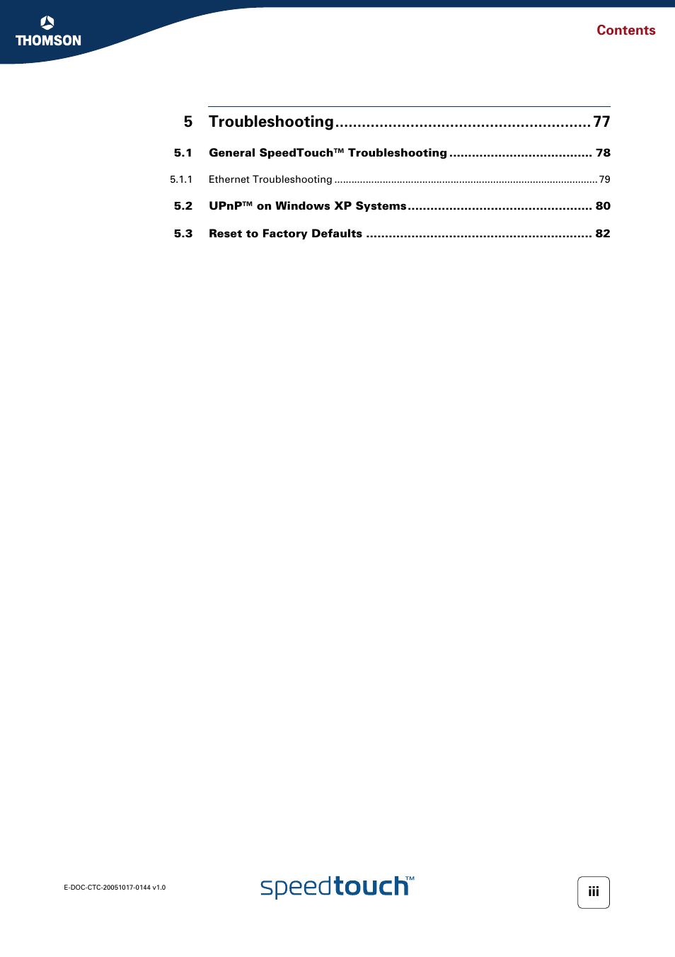 5troubleshooting | RCA SpeedTouch 546 User Manual | Page 7 / 92