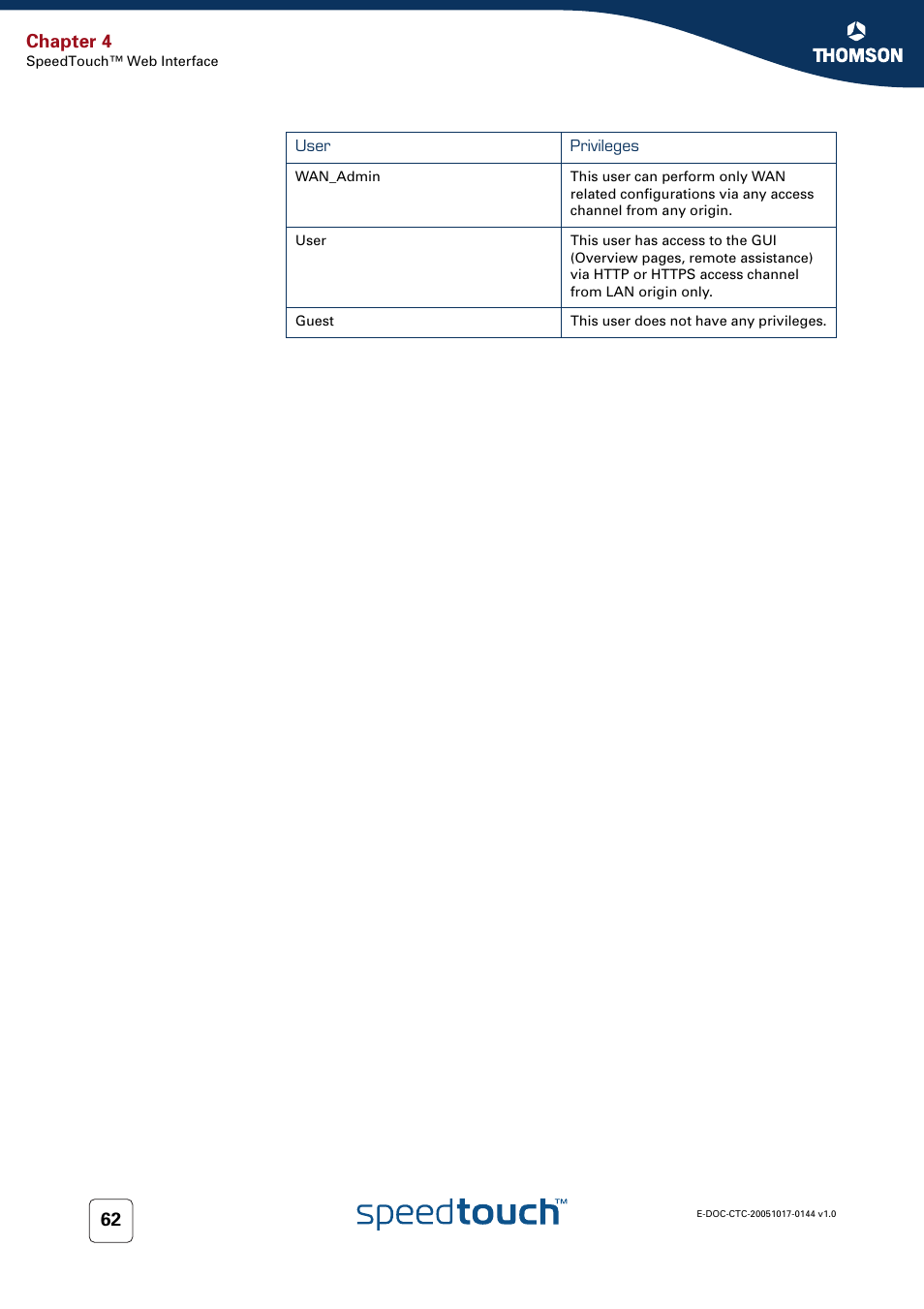 Chapter 4 | RCA SpeedTouch 546 User Manual | Page 70 / 92