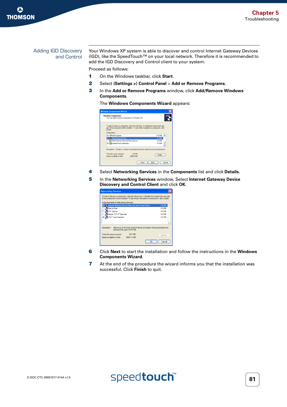 Adding igd discovery and control, Client (see, Adding igd discovery and | Chapter 5 | RCA SpeedTouch 546 User Manual | Page 89 / 92
