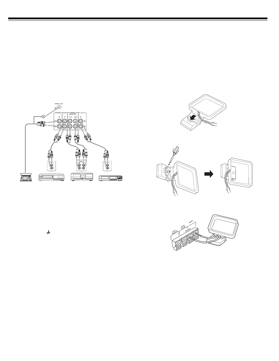 Connecting program sources, Connecting the antennas | RCA Stereo Receiver with Remote Control User Manual | Page 6 / 16
