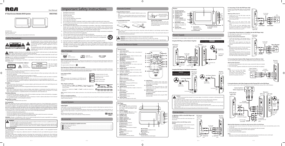 RCA DRC97983 User Manual | 2 pages