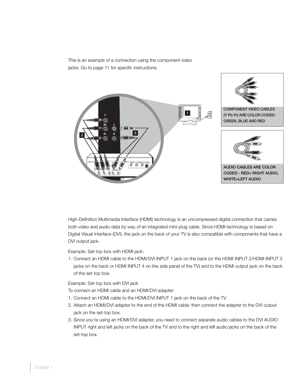 Component video connection, Connecting a component with hdmi (best) | RCA L42FHD2X48 User Manual | Page 12 / 52