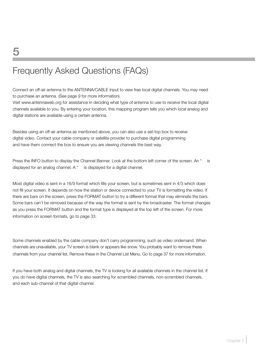 5 other information, Frequently asked questions (faqs) | RCA L42FHD2X48 User Manual | Page 41 / 52