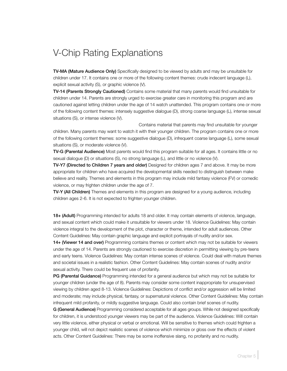 V-chip rating explanations | RCA L42FHD2X48 User Manual | Page 45 / 52