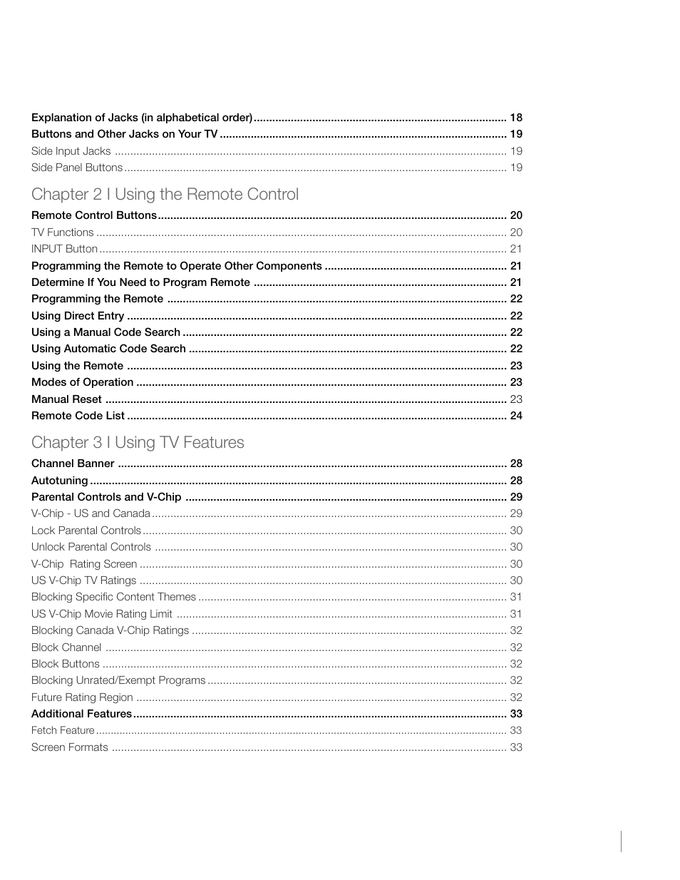 Chapter 2 i using the remote control, Chapter 3 i using tv features | RCA L42FHD2X48 User Manual | Page 5 / 52