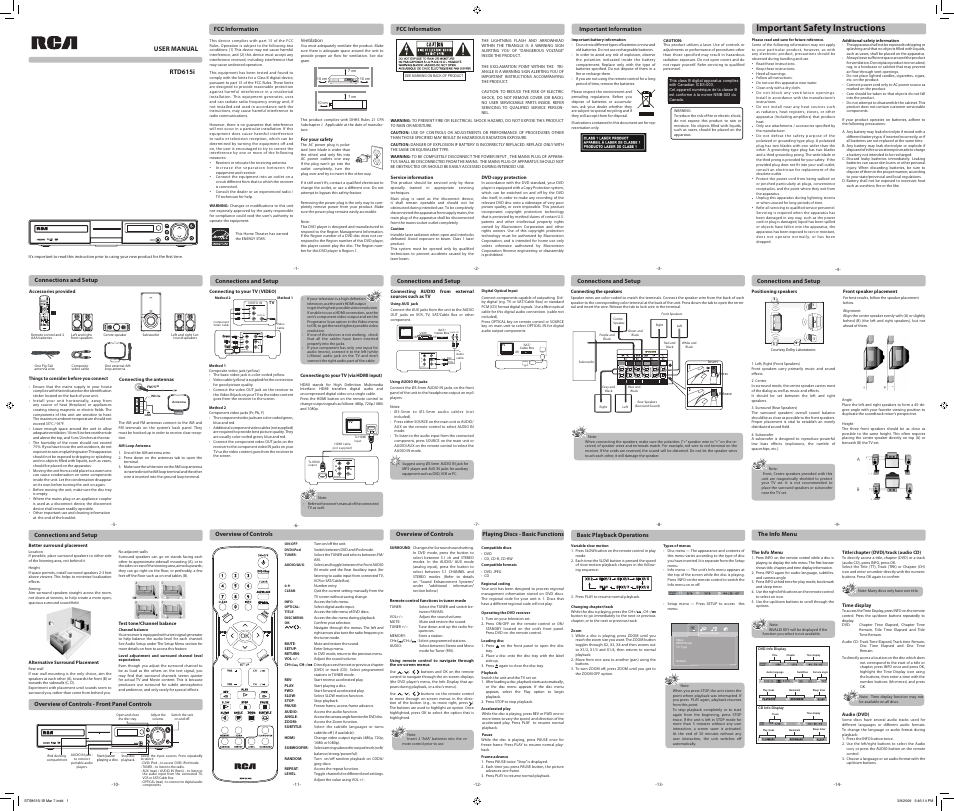 RCA STS8615i User Manual | 2 pages