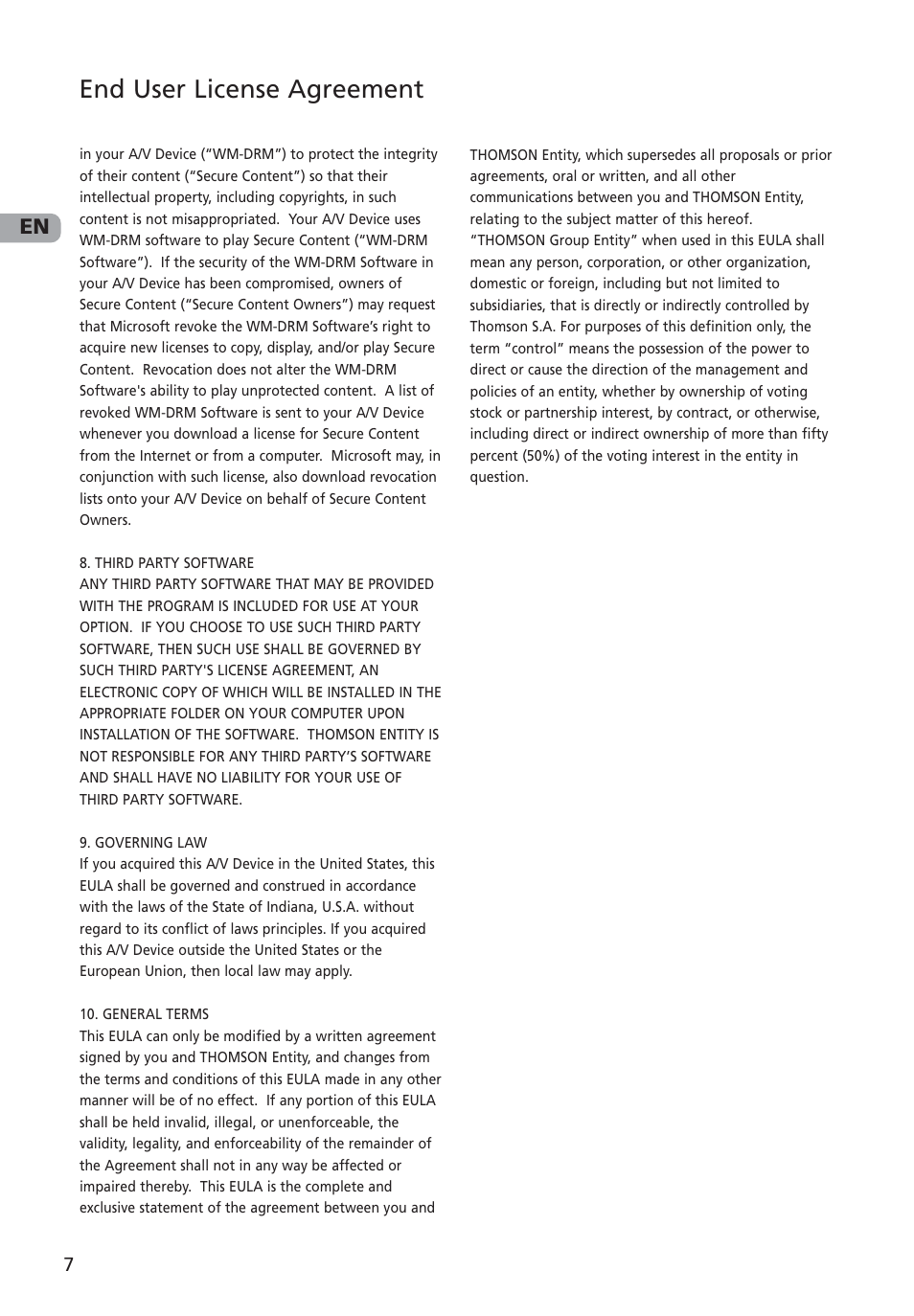 End user license agreement | RCA MC4001 User Manual | Page 8 / 30